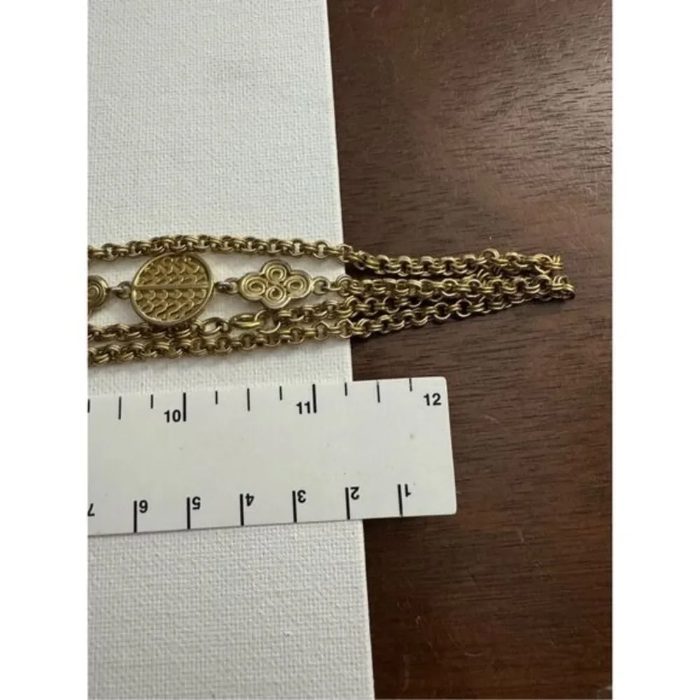 Vintage 90s Womens Gold Tone Long Fillagree Decal Chain Lariat Rope Necklace Y2K